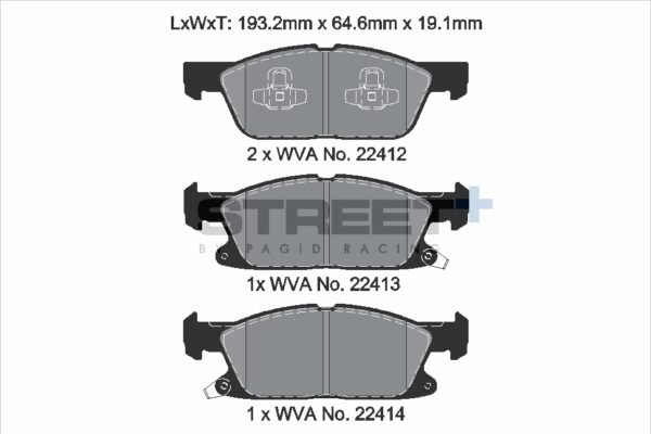T8236SP2001 - Pagid Street+ Brake Pads; Front - Image 2