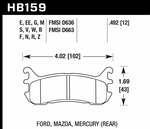 HB159E.492 - Hawk Blue 9012 Brake Pads; Rear - Image 2