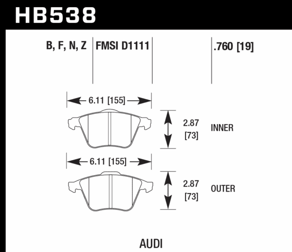 HB538F.760 - Hawk HPS Brake Pads; Front - Image 2