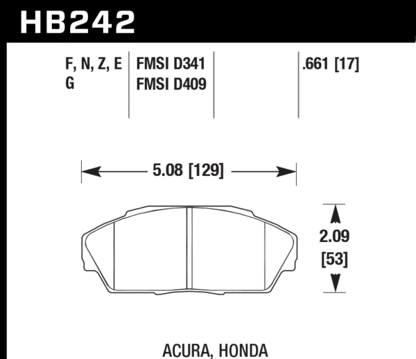 HB242B.661 - Hawk HPS 5.0 Brake Pads; Front - Image 2