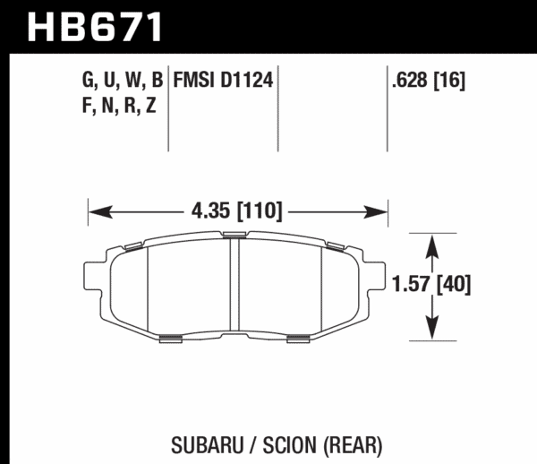 HB671Z.628 - Hawk PC Brake Pads; Rear - Image 2