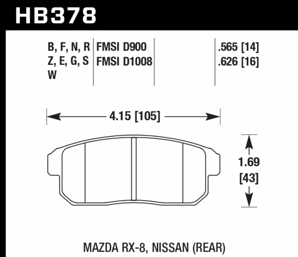 HB378G.565 - Hawk DTC-60 Brake Pads; Rear - Image 2