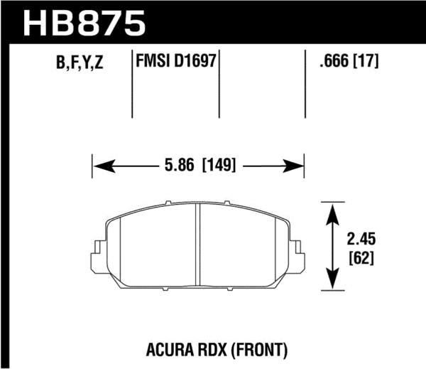 HB875B.666 - Hawk HPS 5.0 Brake Pads; Front - Image 2