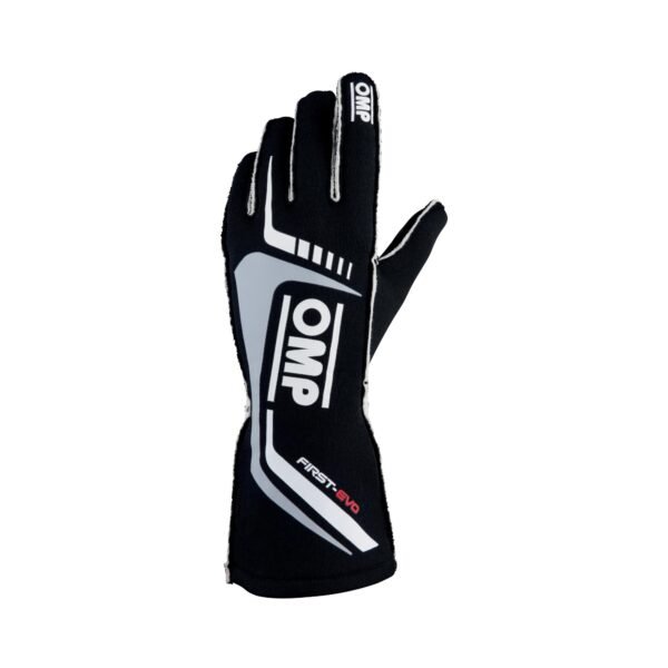 OMP FIRST EVO gloves - FIA 8856-2018 - Black - Size S