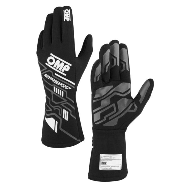 OMP SPORT Gloves my2025 FIA 8856-2018 - Black / White - Size M