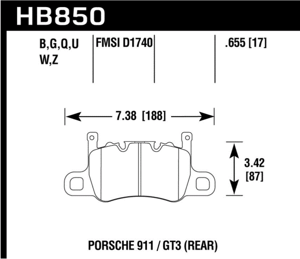 HB850Z.655 - Hawk PC Brake Pads; Rear - Image 2