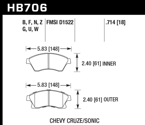 HB706G.714 - Hawk DTC-60 Brake Pads; Front - Image 2
