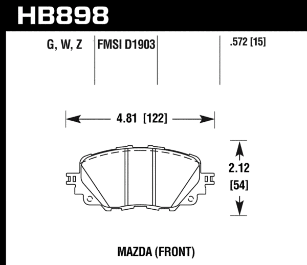 HB898B.572 - Hawk HPS 5.0 Brake Pads; Front - Image 2