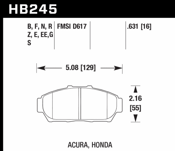 HB245B.631 - Hawk HPS 5.0 Brake Pads; Front - Image 2