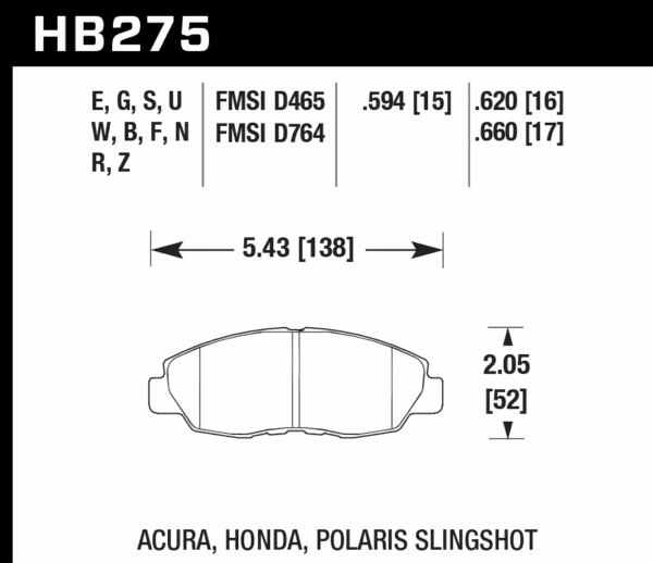 HB275Z.620 - Hawk PC Brake Pads; Front - Image 2