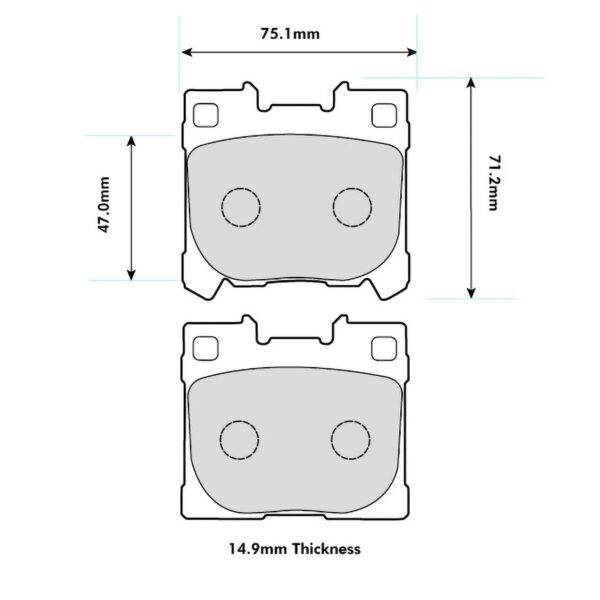 6714PCS1 - PBS ProComp S1 Brake Pads; Rear - Image 2