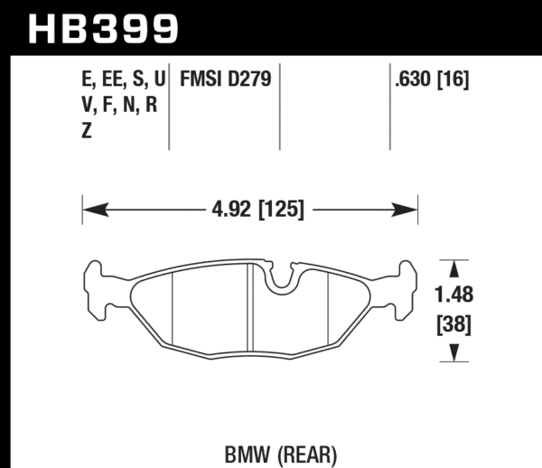 HB399F.630 - Hawk HPS Brake Pads; Rear - Image 2
