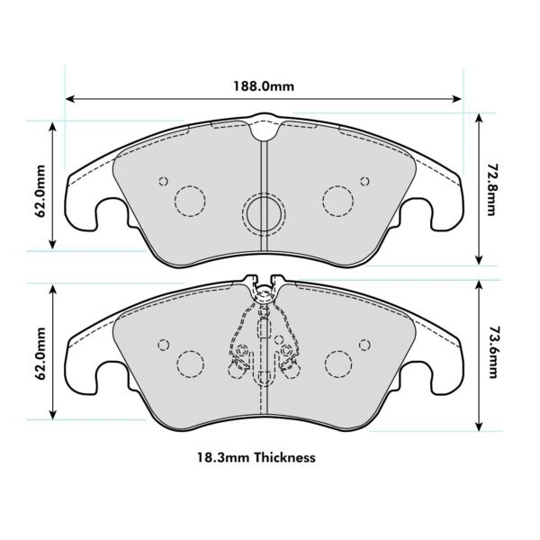 8572PT - PBS ProTrack Brake Pads; Front - Image 2