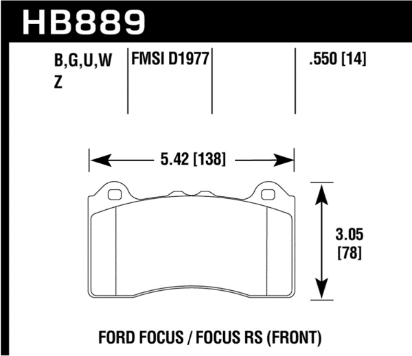 HB889Z.550 - Hawk PC Brake Pads; Front - Image 2