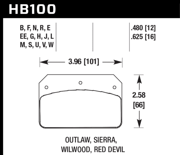 HB100N.480 - Hawk HP Plus Brake Pads; - Image 2