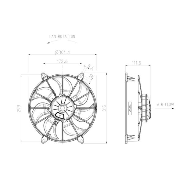 SPAL fan VA03-AP90/LL-68A - 280 mm - 12 Volt