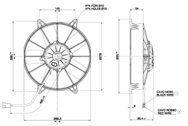 SPAL fan VA15-BP70/LL-39S - 255 mm - 24 Volt