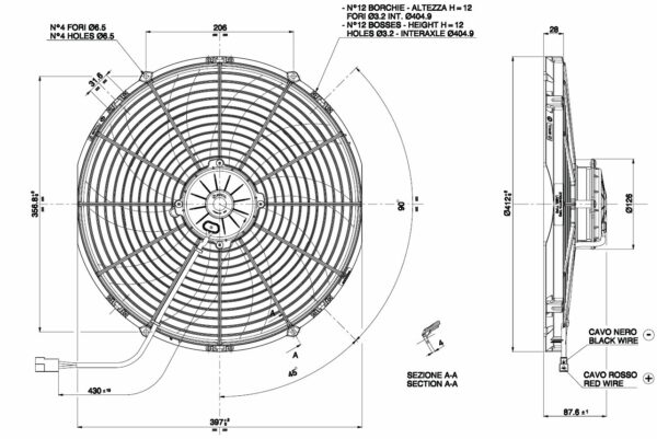 SPAL fan VA18-AP71/LL-42S - 385 mm - 12 Volt