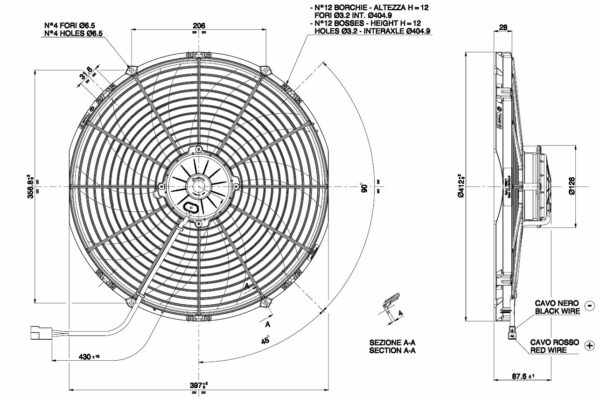 SPAL fan VA18-AP71/LL-59A - 385 mm - 12 Volt