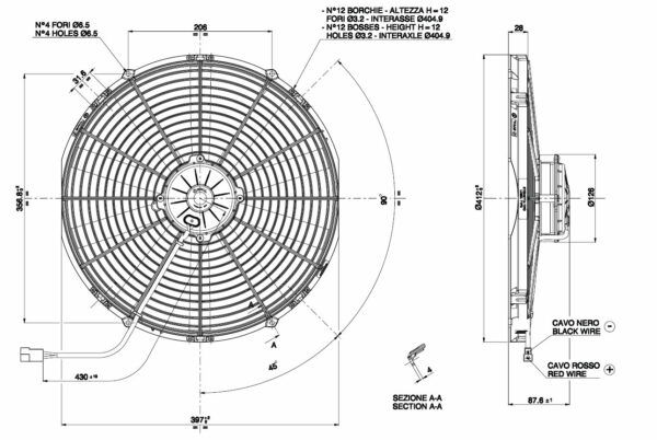 SPAL fan VA18-BP70/LL-86A - 385 mm - 24 Volt
