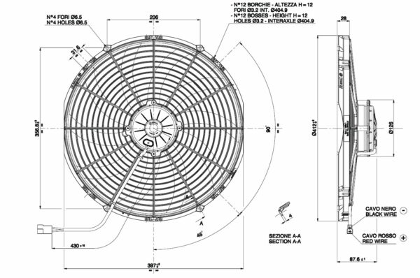 SPAL fan VA08-AP71/LL-53A - 350 mm - 12 Volt