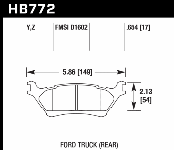 HB772Y.654 - Hawk LTS Brake Pads; Rear - Image 2