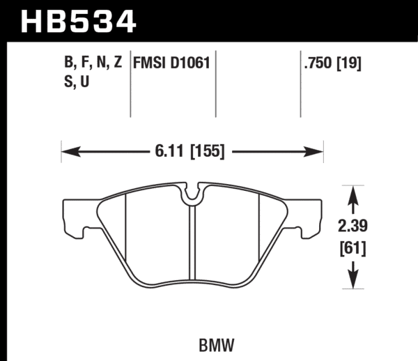 HB534F.750 - Hawk HPS Brake Pads; Front - Image 2