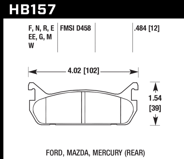 HB157D.484 - Hawk ER-1 Brake Pads; Rear - Image 2