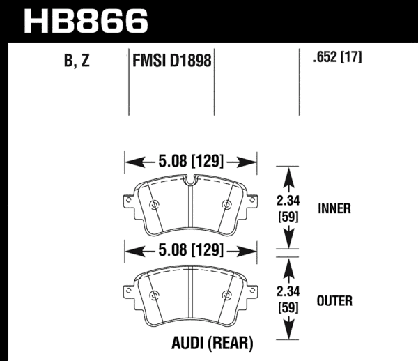 HB866Z.652 - Hawk PC Brake Pads; Rear - Image 2