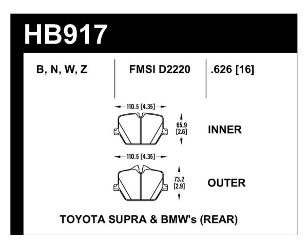 HB917Z.626 - Hawk PC Brake Pads; Rear - Image 2