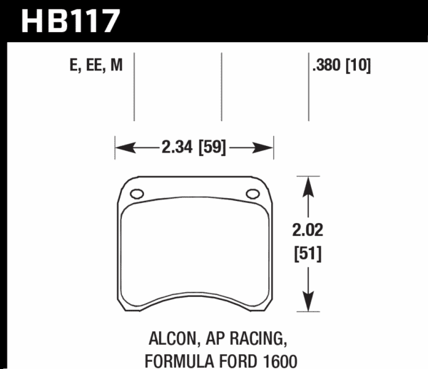 HB117M.380 - Hawk Black Brake Pads; - Image 2