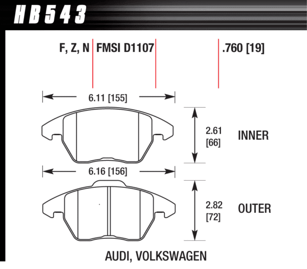 HB543B.760 - Hawk HPS 5.0 Brake Pads; Front - Image 2