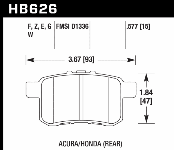 HB626B.577 - Hawk HPS 5.0 Brake Pads; Rear - Image 2