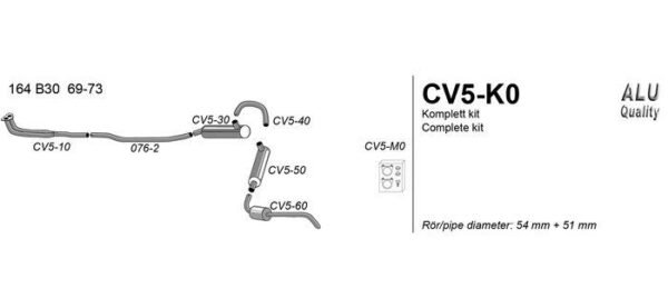 Simons Cat-Back System – Volvo 164 B30 1969-1973