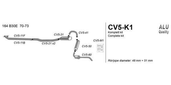Simons Cat-Back System – Volvo 164 B30E 1970-1973