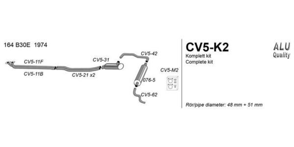 Simons Cat-Back System – Volvo 164 B30E 1974