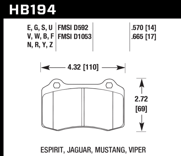 HB194V.570 - Hawk DTC-50 Brake Pads; Rear - Image 2