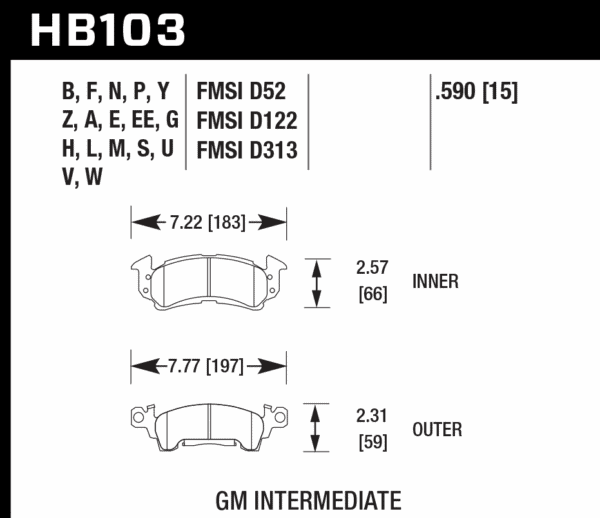 HB103Z.590 - Hawk PC Brake Pads; Front - Image 2