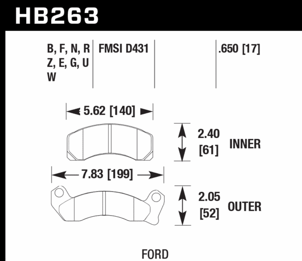 HB263N.650 - Hawk HP Plus Brake Pads; Front - Image 2