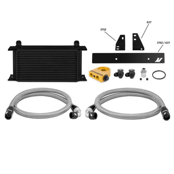Nissan 370Z/G37 Oil Cooler Kit Thermostatic Black - MMOC-370Z-09TBK