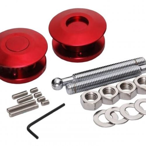 RMT Racing Quick-Latch Low Profile Hood Pin Set 63mm – Red (Pair)