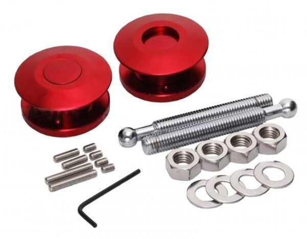 RMT Racing Quick-Latch Low Profile Hood Pin Set 63mm - Red (Pair)